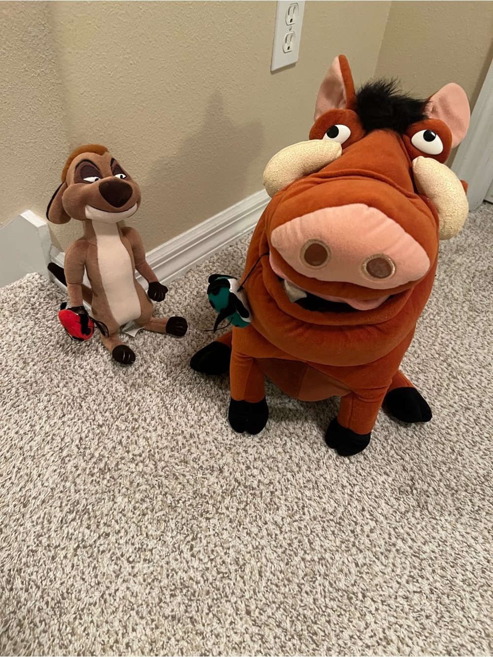 Vintage 90’s Disney Pumbaa and Timon Plush with grubs set
